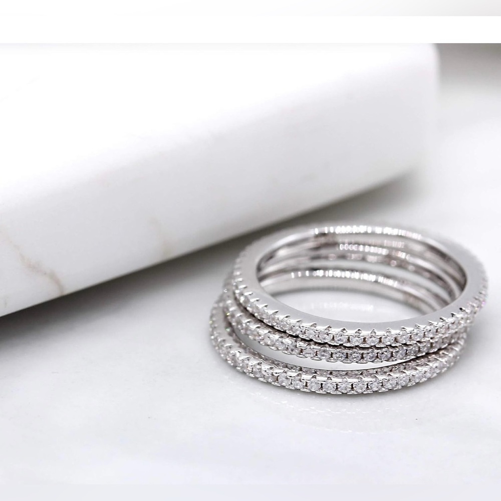 Stackable Eternity Wedding Band Rings - Size 8